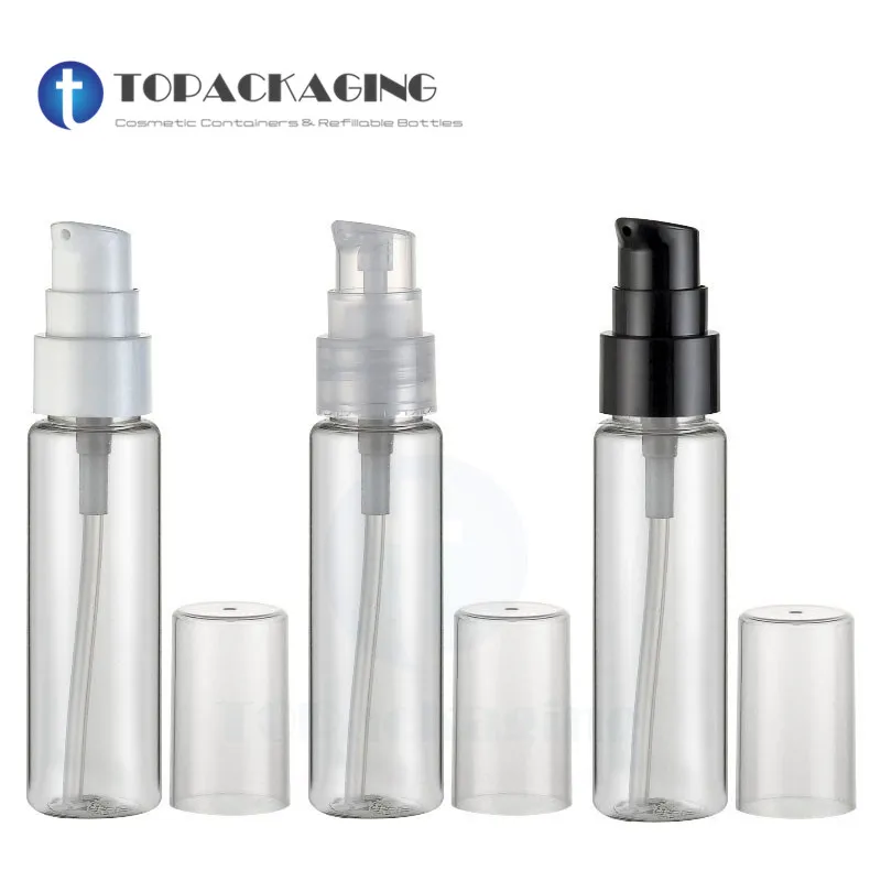 30PCS*30ML Lotion Pump Bottle Clear Plastic Cosmetic Container Empty Shower Gel Refillable Packing Essence Oil Sample Shampoo