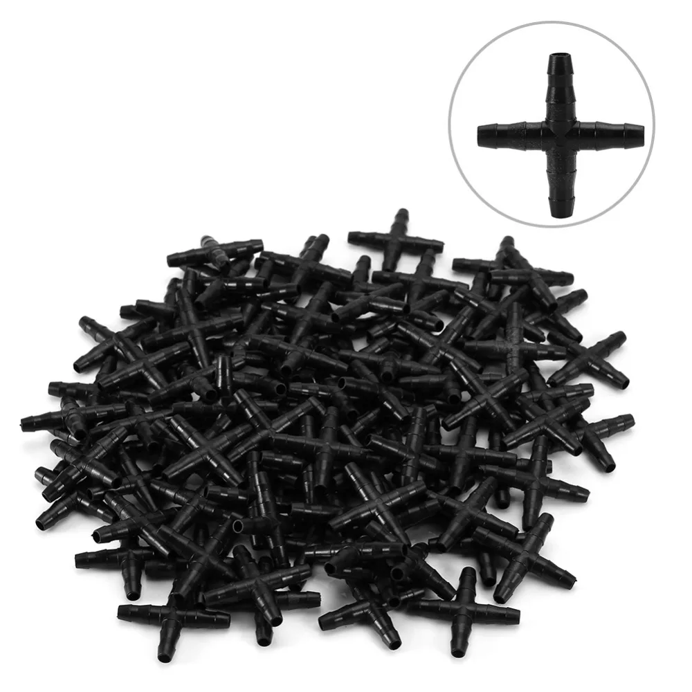 

Hot Good Quality Straight Cross For 4/7mm Hose Garden Micro Irrigation Pipe Fittings Hose Connector Garden Supplies 100pcs/bag