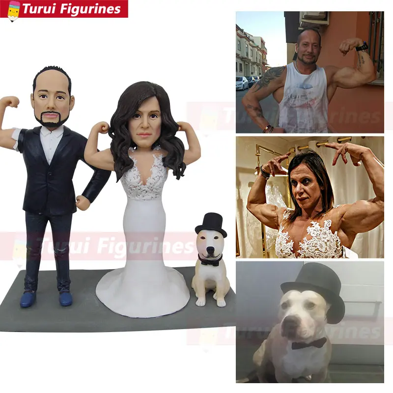  Turui Figurines custom wedding invitation cake topper dress suits ring personalised with name and d - 33056331023
