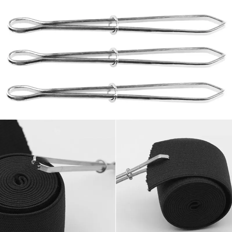 For Elastics Sewing Accessories DIY tool Elastic Cord Rope Threader Clip Self-Locking Tweezer Used AA8519