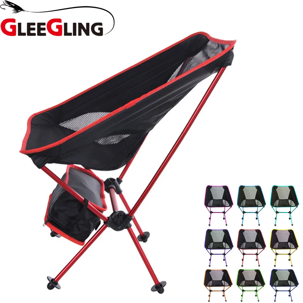 

GLEEGLING Fish Chair Lightweight Camping Stool Folding Chair Camping Backpack Fishing Chairs Red Blue Orange Green FLC01