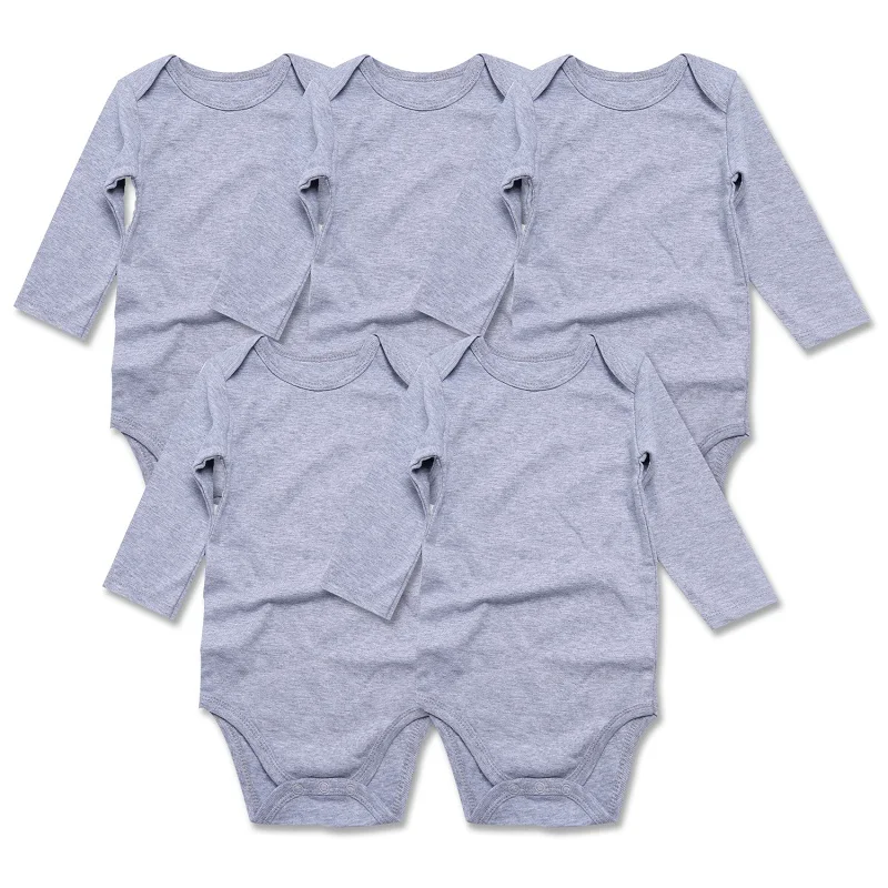 5pcs gray long sleeve baby bodysuit-1