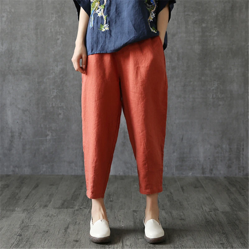 

New Linen Harajuku Casual Harem Pants Women Elegant Pantalon Femme Trousers Women Feminina Clothes Radish Pant Streetwear Roupas