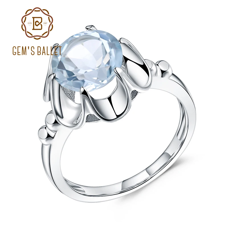GEM'S BALLET 2.01Ct Natural Sky Blue Topaz Finger Ring 925 Sterling Silver Gemstone Engagement Rings For Women Fine Jewelry GEM'S BALLET 2.01Ct Natural Sky Blue Topaz Finger Ring 925 Sterling Silver Gemstone Engagement Rings For Women Fine Jewelry