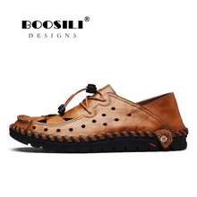 Мужские кожаные сандалии sapato feminino мужские сандалии Срок годности Boosili Для мужчин кожаные дышащая обувь для отдыха без каблука