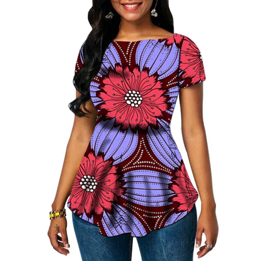 

African clothing women print dresses short sleeve dashiki fashion outfit party Ankara outfits customized for ladies
