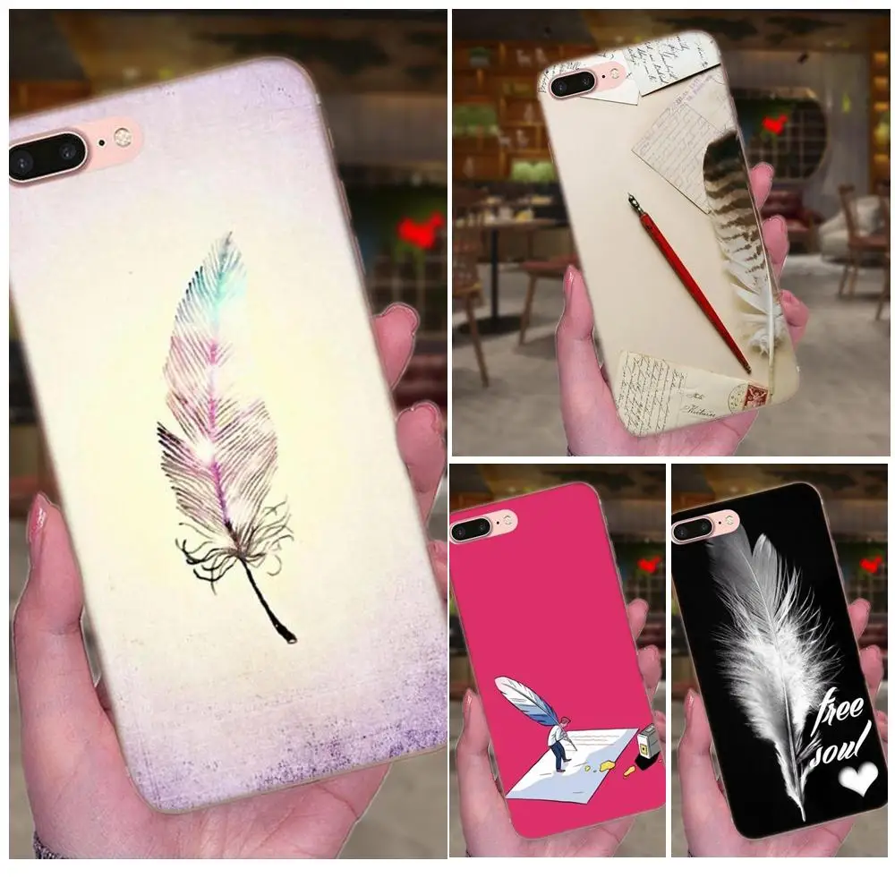 

Feather Pen Diy Back Cover For Huawei Mate 7 8 9 10 20 P8 P9 P10 P20 P30 Lite Plus Pro 2017 TPU Cell Phone Cases