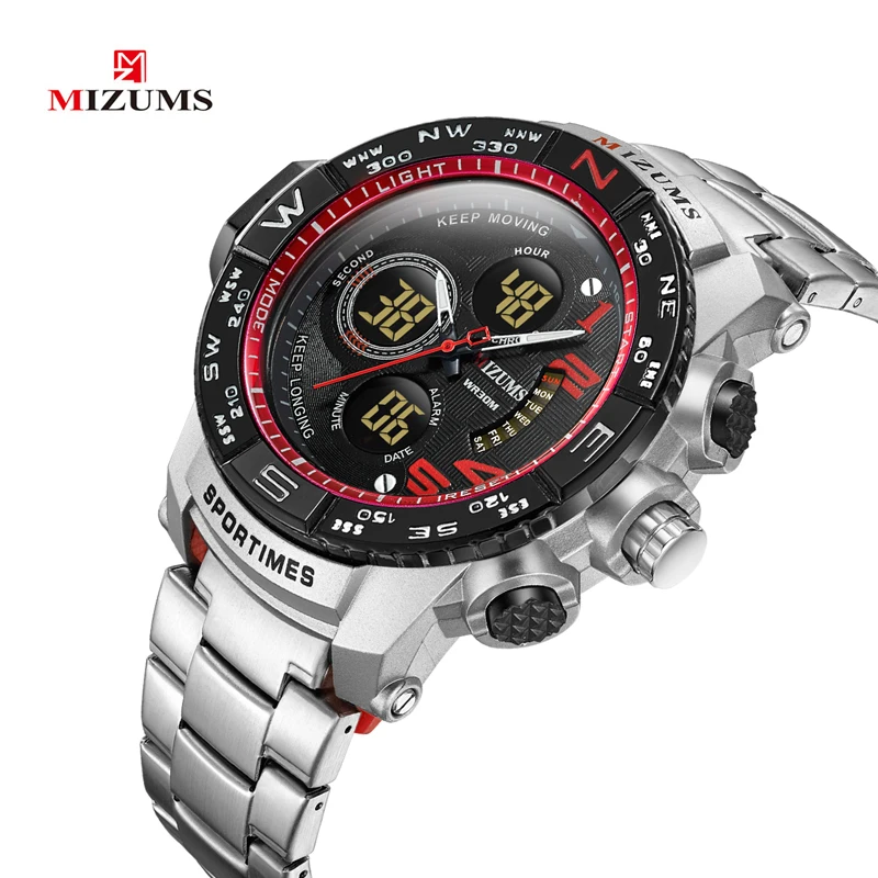 2018 brave for men cool big case golden steel band dual time zones watches for men led digital quartz mens watches drop shipping 2019  (66)