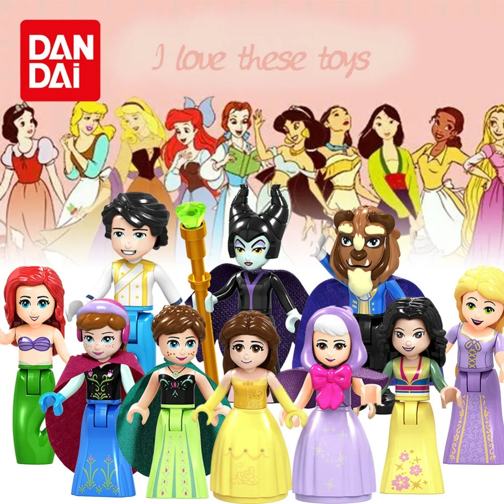 

Legoingly Bricks Bilding Blocks Princess Series Beauty and the Beast Cinderella Ariel Model Figures DIY Toy Gift for girl GK30