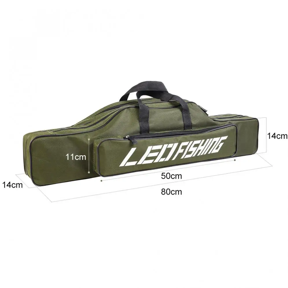 80cm Double Layer Large Capacity Collapsible Army Green Fishing Rod Bags  Oxford Cloth Sea Fishing Tackle Foldable Package - AliExpress