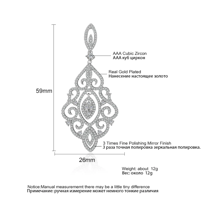 ZAKOL Роскошные серьги в виде листьев с микро проложенным кубическим цирконием, большие висячие серьги, модные свадебные украшения для женщин FSEP2186
