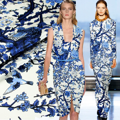 SP116 SS027 чистый шелк/Siskin Treetop/Печатный анти-УФ/шелковая ткань тутового шелка/ширина 16,5~ 1.25yd толщина 1,18~ 19 мм