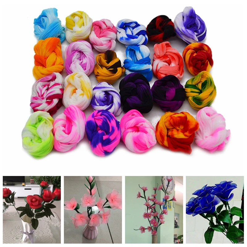 

5Pcs/lot Colorful Tensile Stocking Silk Flowers Handmade Materials DIY Nylon Stocking Flower Scrapbooking Fake Flower Accessory