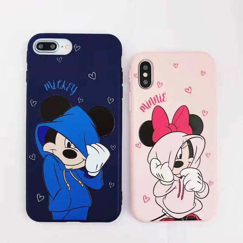 

Cartoon trend Mickey Mini mobile case for iPhone 11p 7 6 8plus pink love couple mobile case for iPhoneX XS MAX phone case coque
