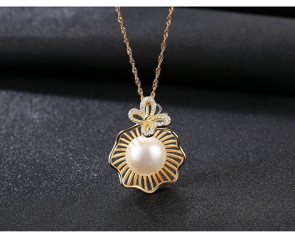 

S925 sterling silver clavicle necklace natural freshwater pearl pendant female jewelry GBT07