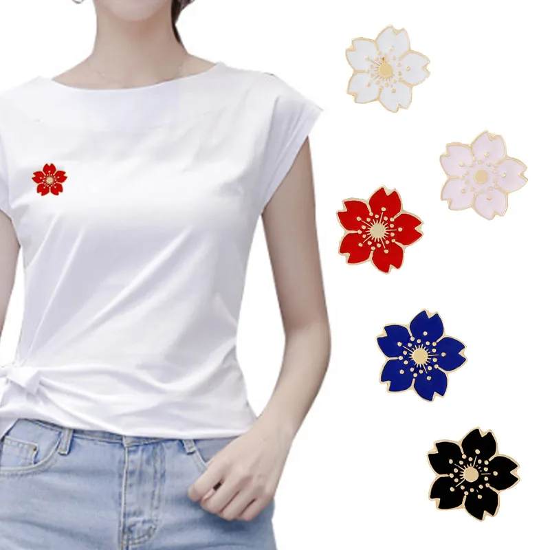 

Hot Sale 1PC Charming Cherry blossoms Flower Broochs For Women Girls Shirt Bags Pin Badge Decor