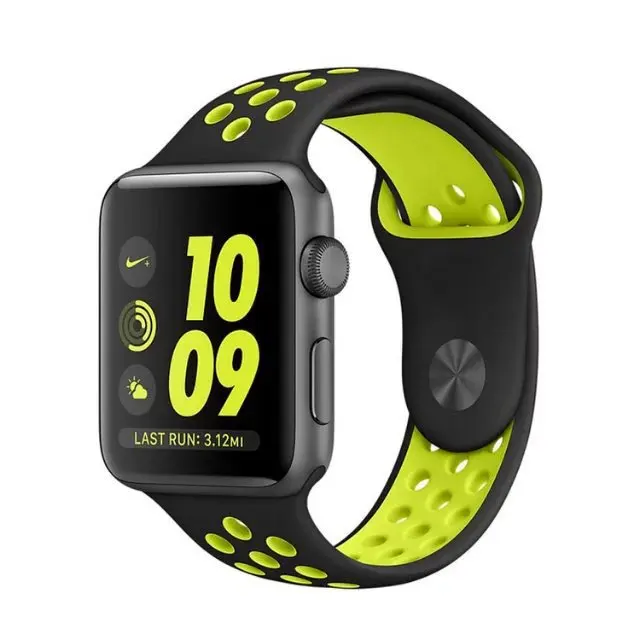 Спортивный ремешок для apple watch 4 3 2 1 резинка с свет гибкий дышащий группа iWatch 38 мм 42