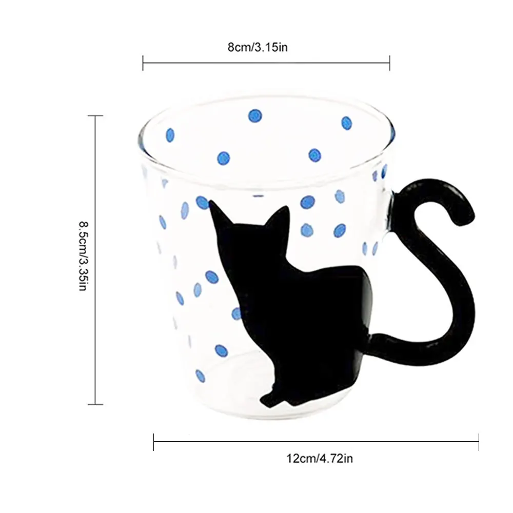 Креативная стеклянная кофейная кружка с милым котом, чайная чашка, кружка с молоком, кофейная чашка с узором в горошек, пианино, фруктовый сок, чашка для домашнего офиса, посуда для напитков, подарки - Цвет: Blue spot