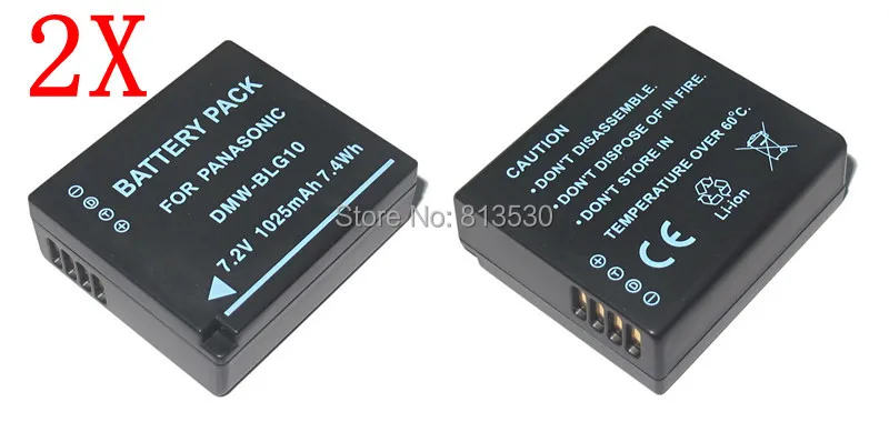 2pcs/Lot DMW-BLG10, DMWBLG10, BLG10 BP-DC15 BPDC15 Batteries for Panasonic LUMIX GF5 GF6 GX7 LX100 GX80, GX85, D-Lux (Type 109).