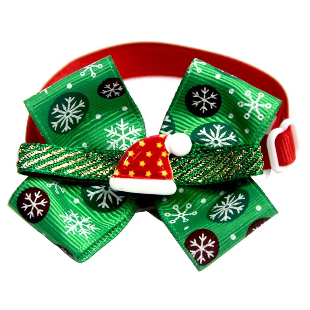 

New Christmas Dog Bow Ties Pet Ornament Christmas Pet Bow Tie With Bell Collar Dog Ornament Cat Puppy Accessories