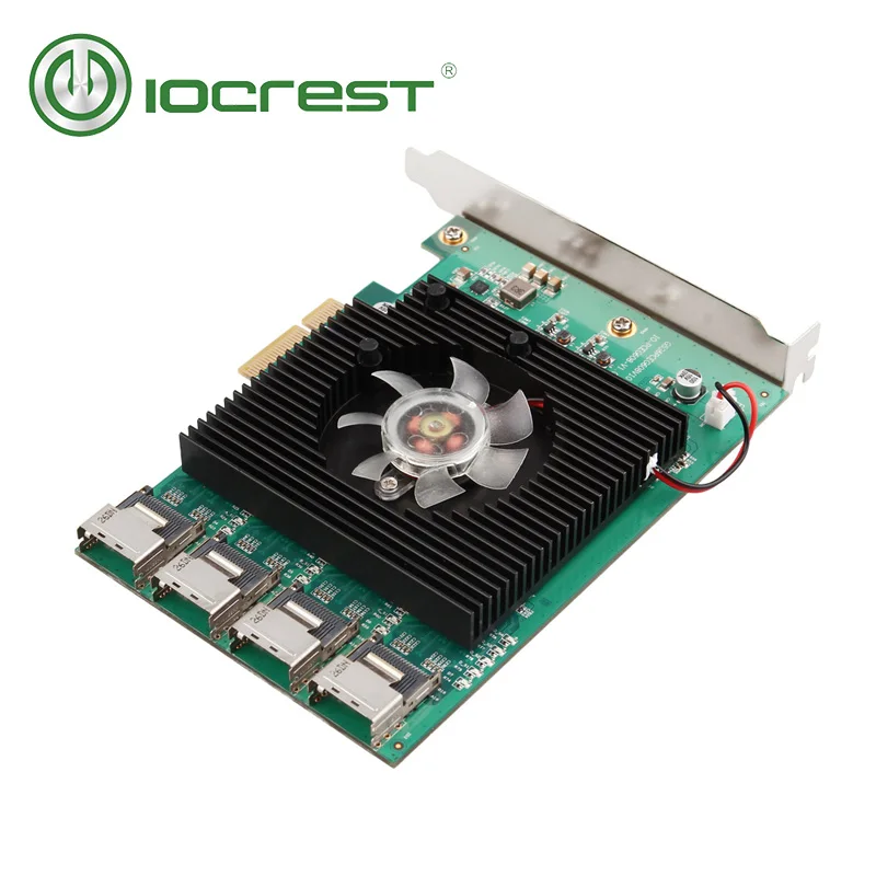 IOCREST 16 портов SATA 6G PCI Express контроллер карты Marvell 88SE9215 чипсет PCIe to SATA III 3,0 с mini sas to 4 sata кабель