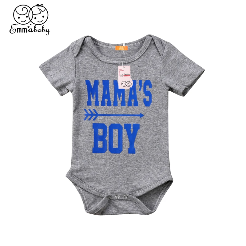 Emmababy Newborn Baby Boys gray bodysuit MAMA letter Cotton Clothes