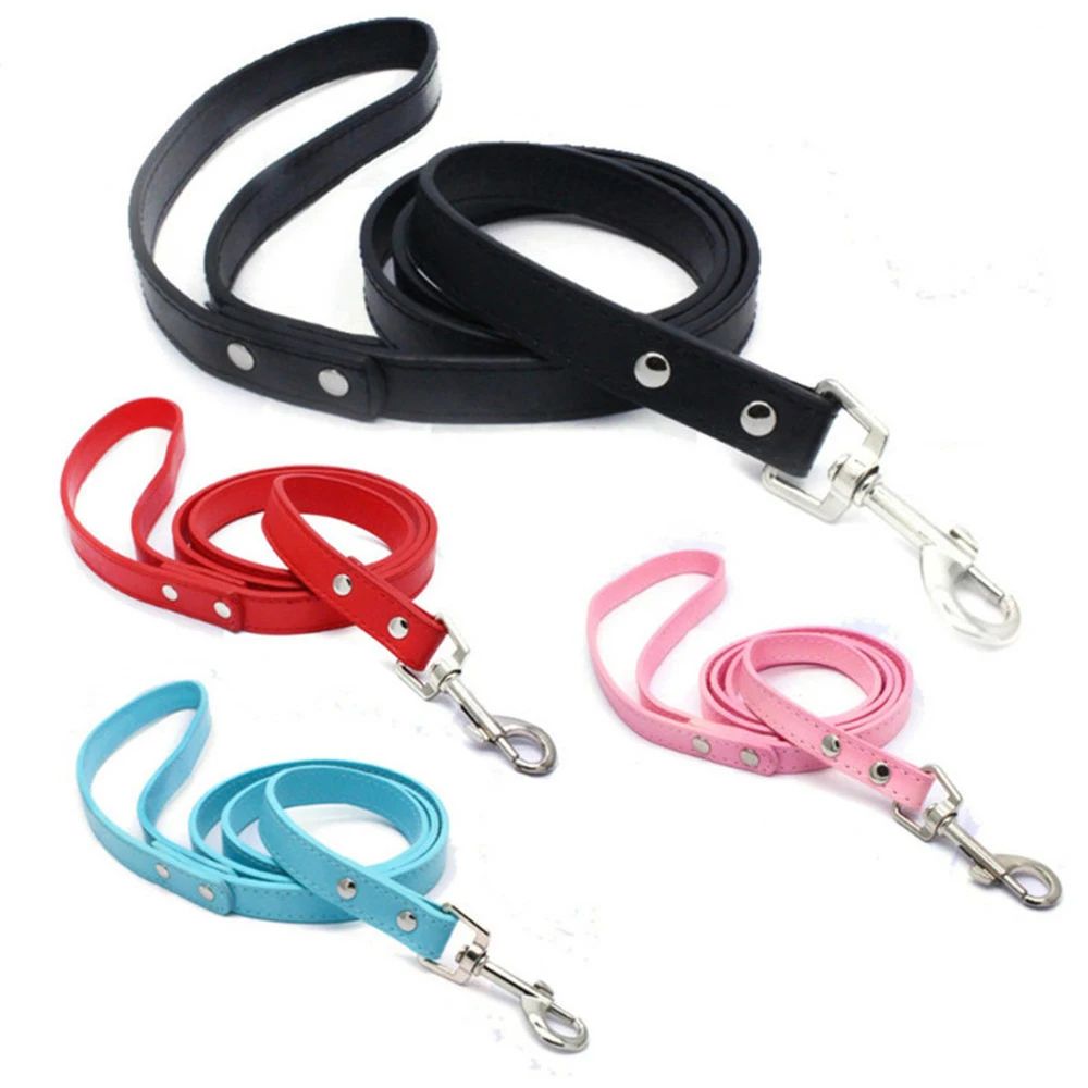 1.5cm 2.0cm Width 120cm Length Dog Leash Pu Leather Plain Style Small