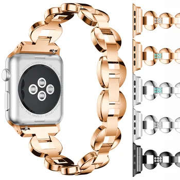 

Luxury Rhinestone Stainless Steel Metal Strap Band for Apple Watch band 38mm 42mm 40mm 44mm Strap for iwatch Series 4 3 2 1