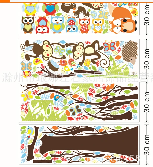 Красочные белка лесных животных обезьяна, совы дерева Настенная Наклейка стена настенные наклейки Детские домашние декорации