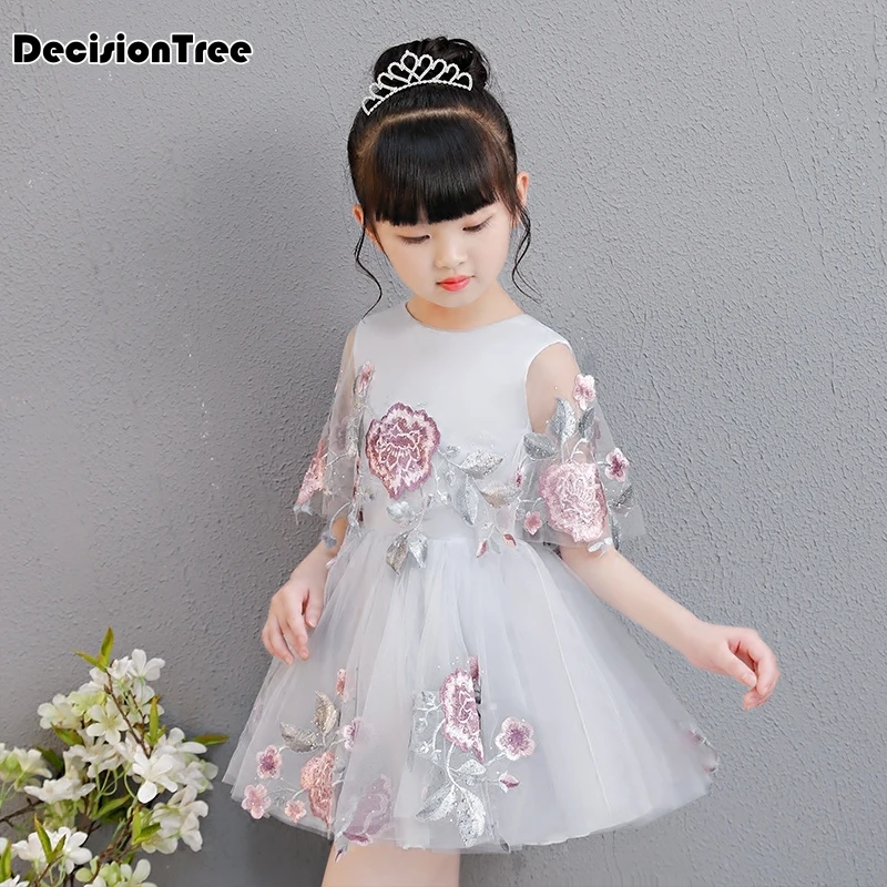 Новое Детское кружевное платье принцессы с цветочной вышивкой для девочек кружевное платье для малышей вечерние платья подружки невесты
