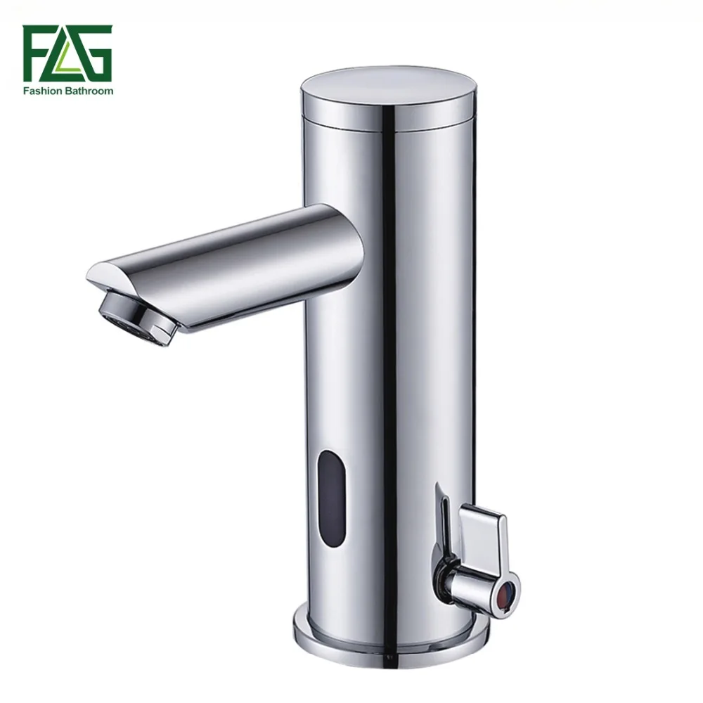 US $57.79 FLG Sensor Faucet Automatic Inflrared Sensor Hand Touch Tap Hot Cold Mixer Chrome Polished Sink Mixer Bathroom Tap Basin Faucets