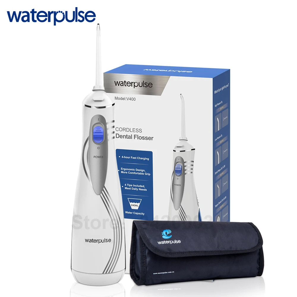 

Waterpulse V400 4 Tips Dental Flosser Portable Cordless Oral Irrigator Electric Irrigation 240ml Oral Irrigators Water Flossing