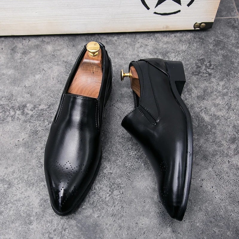 retro slip on leather shoes men luxury brand eurpean dress male footwear wedding elegant classic pointed oxford shoes for men (8)