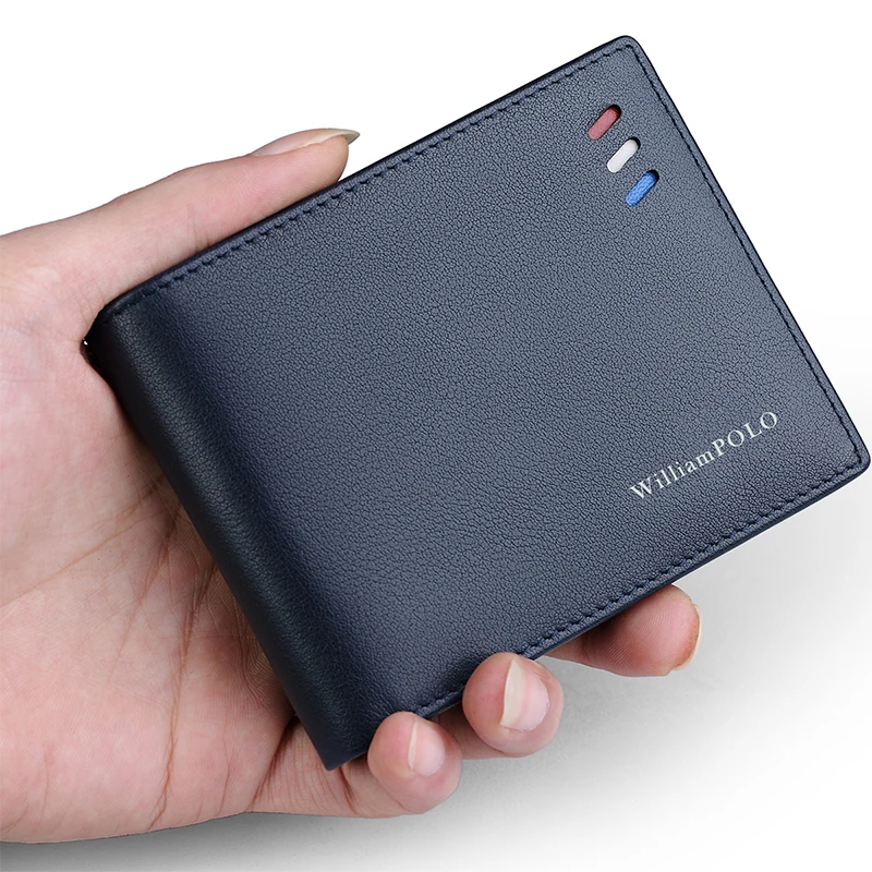 WILLIAMPOLO Men's Slim Wallet Genuine Leather Mini Purse Casual Design Wallet Fashion Brand Short Small Pouch Gift WILLIAMPOLO Men's Slim Wallet Genuine Leather Mini Purse Casual Design Wallet Fashion Brand Short Small Pouch Gift