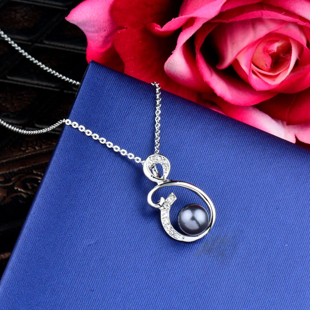 

SINLEERY Trendy Imitation White/Gray Pearl Necklaces Pendants Silver Color Chain Elegant Wedding Jewelry For Women Xl193 SSD