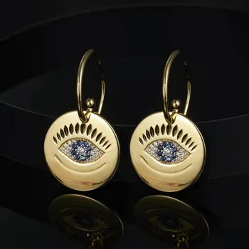 

[MeiBaPJ]Real 925 Sterling Silver Personality Gold Eye Drop Earrings for Women with AAA High Quality Stone Jewelry