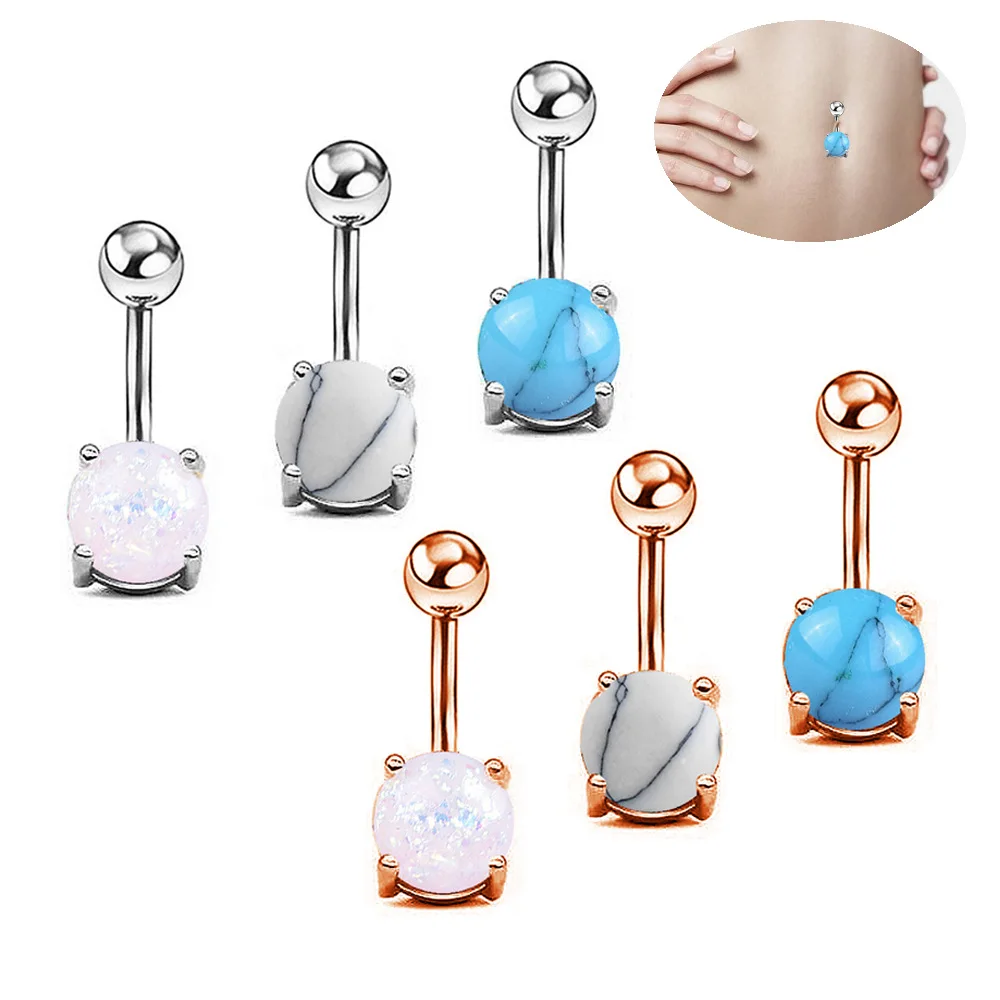 1pc Belly Piercing Natural stone Belly Button Rings Sexy Stainless Steel Navel Rings Body Piercing Jewelry Women Rings
