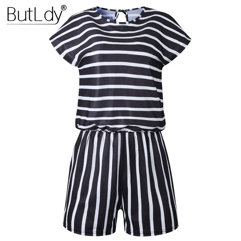 Striped Loose Playsuits Bodysuit Rompers Women Summer 2019 Casual Beach Jumpsuit Shorts Short Sleeve Elegant Overalls For Women Striped Loose Playsuits Bodysuit Rompers Women Summer 2019 Casual Beach Jumpsuit Shorts Short Sleeve Elegant Overalls For Women
