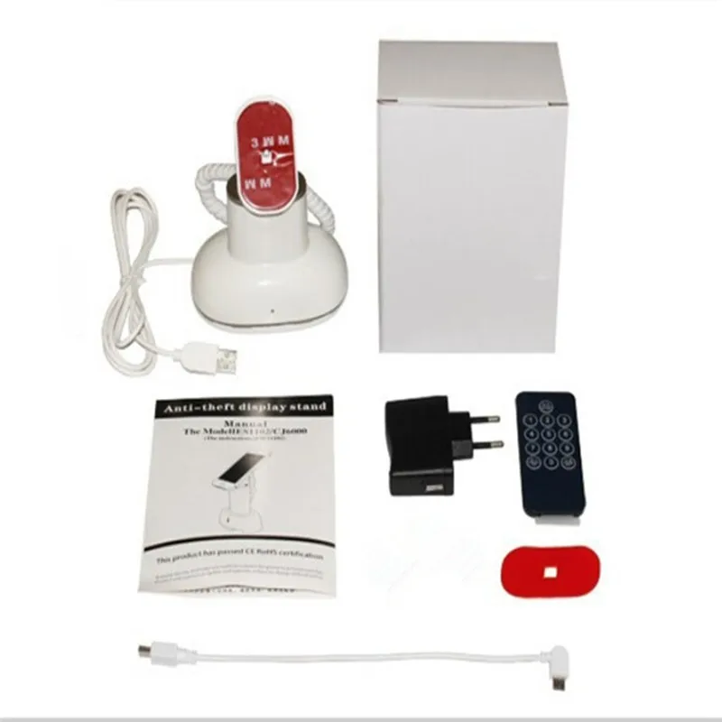 

(10 set/lot) CJ7000 white color abs material remote control built-in buzzer tabletop mobile phone burglar alarm holder