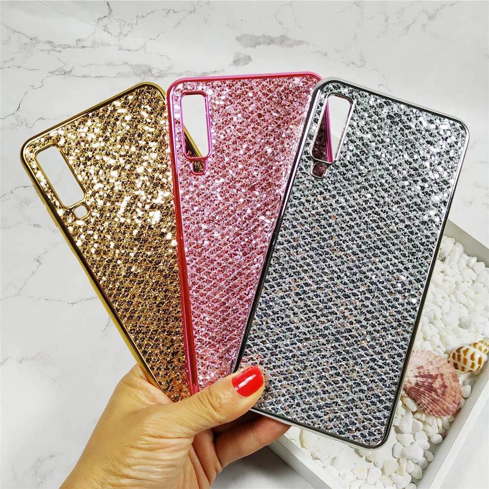 

Cases For Samsung Galaxy A7 2018 A750 Case Electroplated Glitter Fish Scale Soft Silicon Phone Cover For Samsung A7 2018 Case