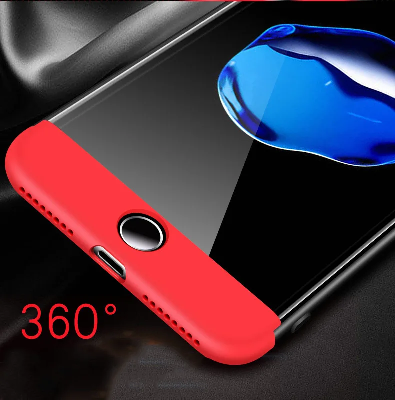 luks icin iphone 7 plus 360 derece case moda ince sert pc kaplama tam vucut case icin iphone 7 7 plus seffaf cam filmi