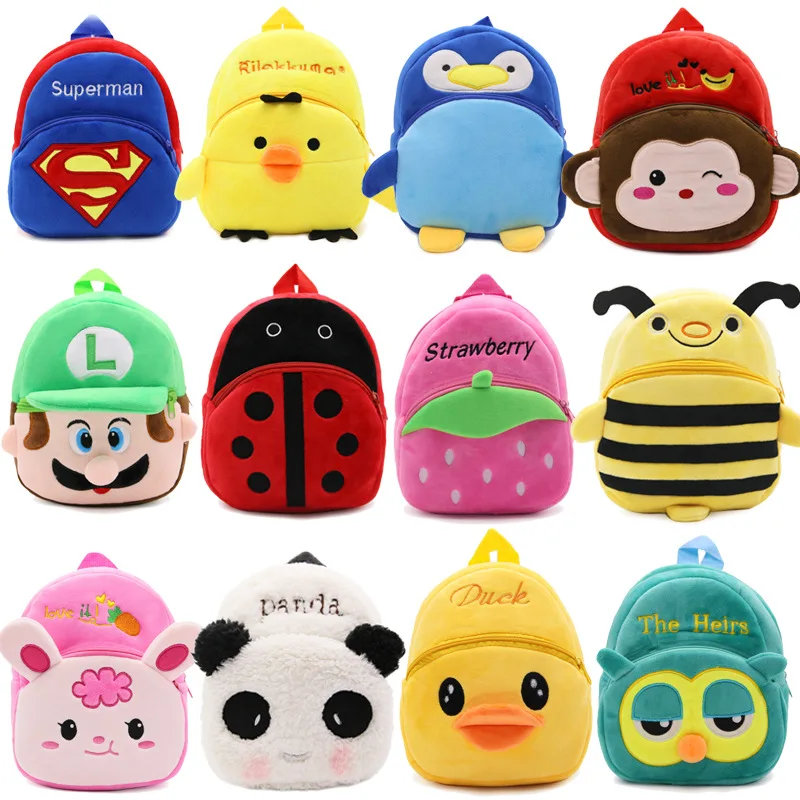 

1-3 Years Old Lovely Cartoon Anime Animals Plush Backpacks Soft Mini School Bags Student Kindergarten Knapsacks Birthday Gifts
