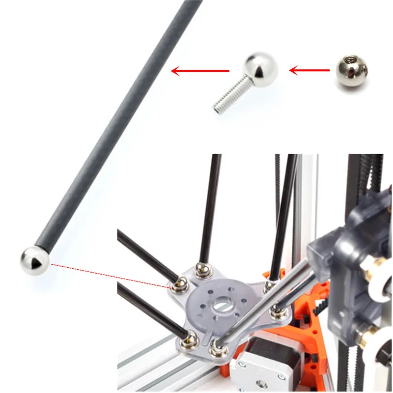 

16 x 10mm M4 Threaded Stainless Steel Ball Rod Ends for Kossel 3D Printer For Magnetic Joints for 3d printer Accessories