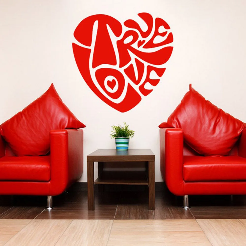 Heart Decal Decor True Love Word Cloud Newly Weds Vinyl Wall Lettering Sticker Home Bedroom Romantic C131 | Дом и сад