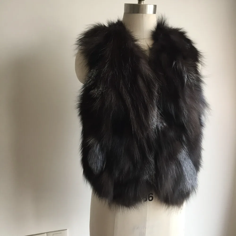 De Kah373 Unregular Fourrure 100 Naturel Gilet Femmes Réel Conception Mode Spécial Renard Longueur 57OwO14xEq