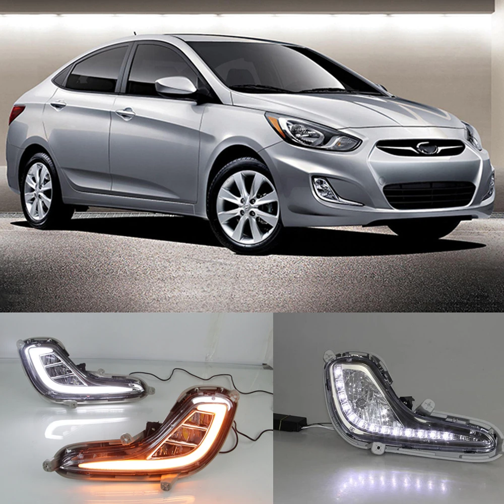

CSCSNL 1 set LED DRL Daytime Running Lights 12v abs Fog Lamp Cover Car- styling For Hyundai Accent solaris 2010 2011 2012 2013
