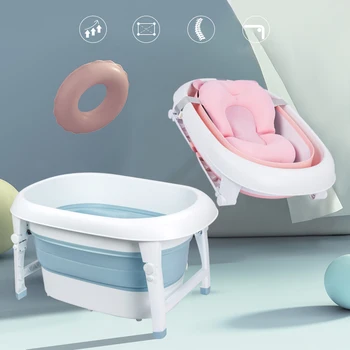 

Newborn Portable Folding Baby Bath Tub Large Size Anti-Slip Bottom Non-Toxic Material Children Bathtub Bucket for Baby Bathing