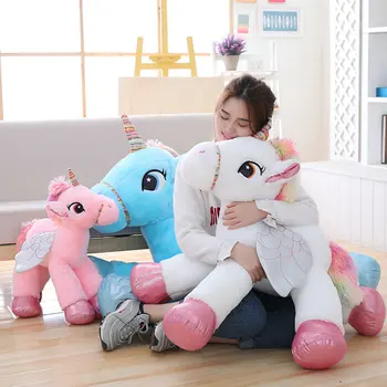 

60/90/120cm Unicorn Plush Toys Jumbo Stuffed Soft Animal Horse Doll Home Decor Birthday Gift for Kids Lovers Children