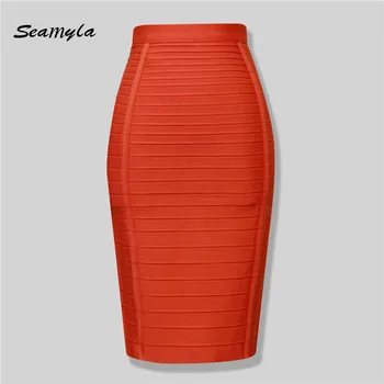 

Top quality 2019 Sexy Bandage Skirts Knee Length New Winter Women Evening Party Pencil Skirt High Stretch Bodycon Ladies Skirt