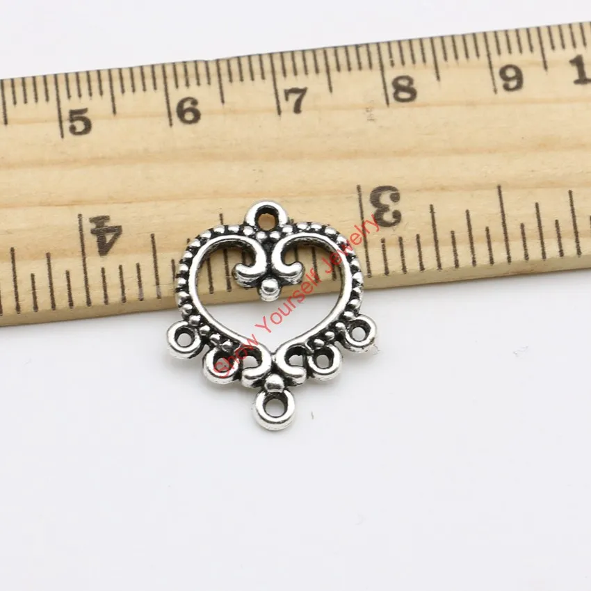 10pcs Antique Silver Plated Heart Connectors Charm Pendants for Jewelry